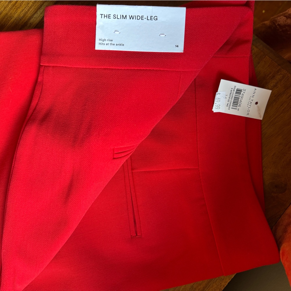 NWT Red “The Slim Wide-Leg” Pant
